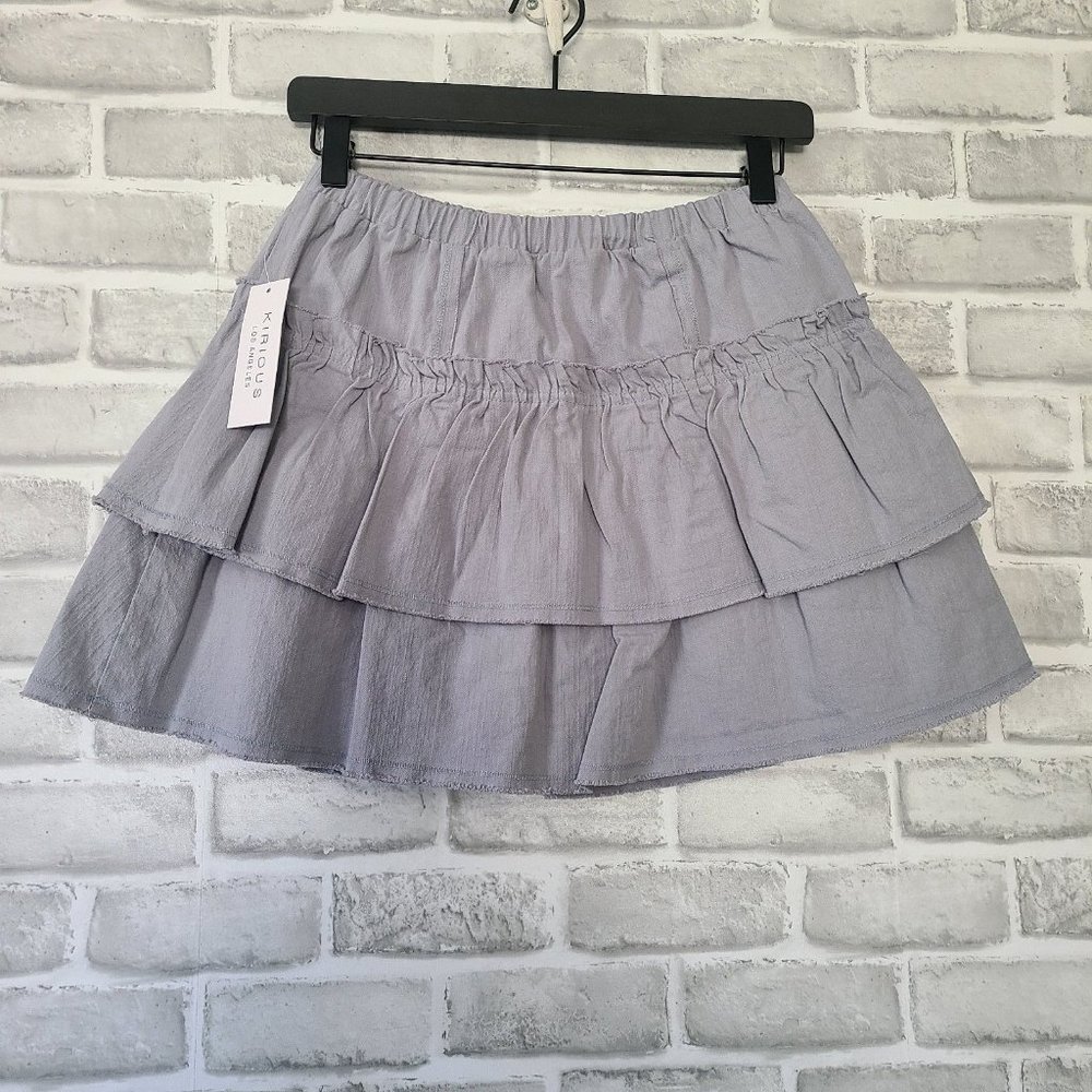 Kirious Los Angeles Ruffle Light Denim Blue Mini Skirt Y2K Size Small NWT
